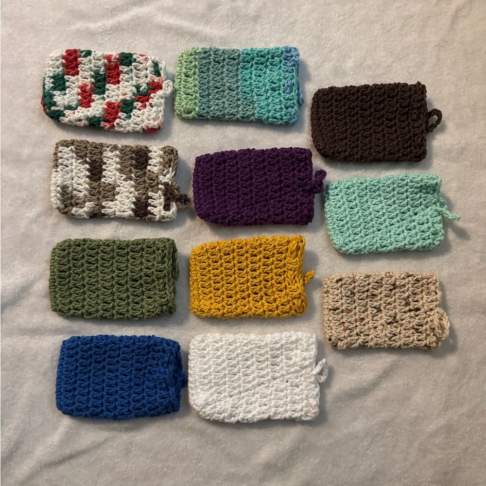 Hand Crafted Multicolor Bath Scrubbers Set